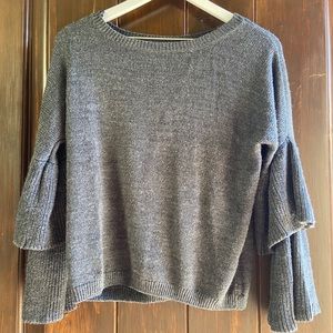Grey Sweater with Tiered Sleeves / Size Small